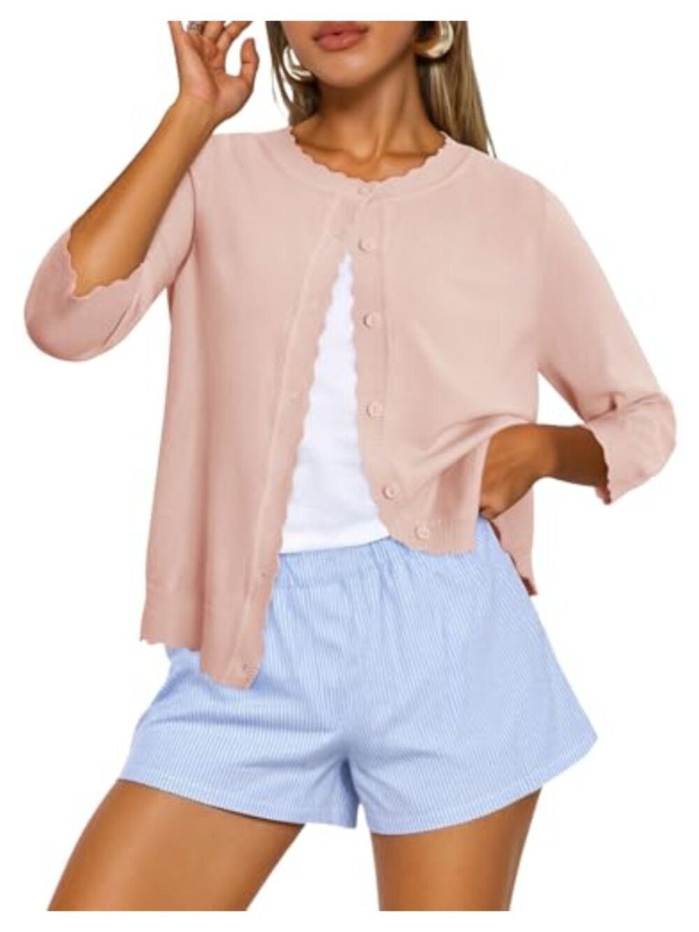 Women's Long Sleeve V-Neck Button Down Cardigan Knit Shrug Sweater